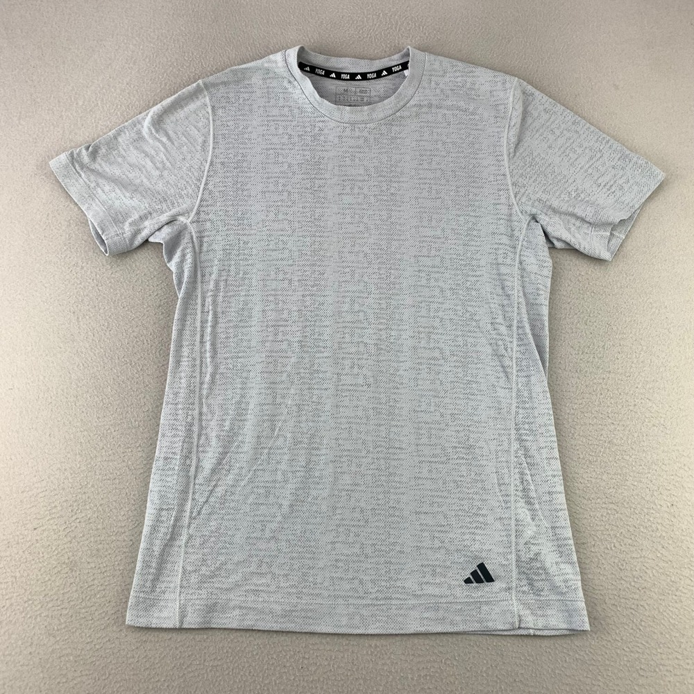 Adidas Yoga Training Tee Mens Medium Grey‎ Wicking Athletic Gym Top Lightweight